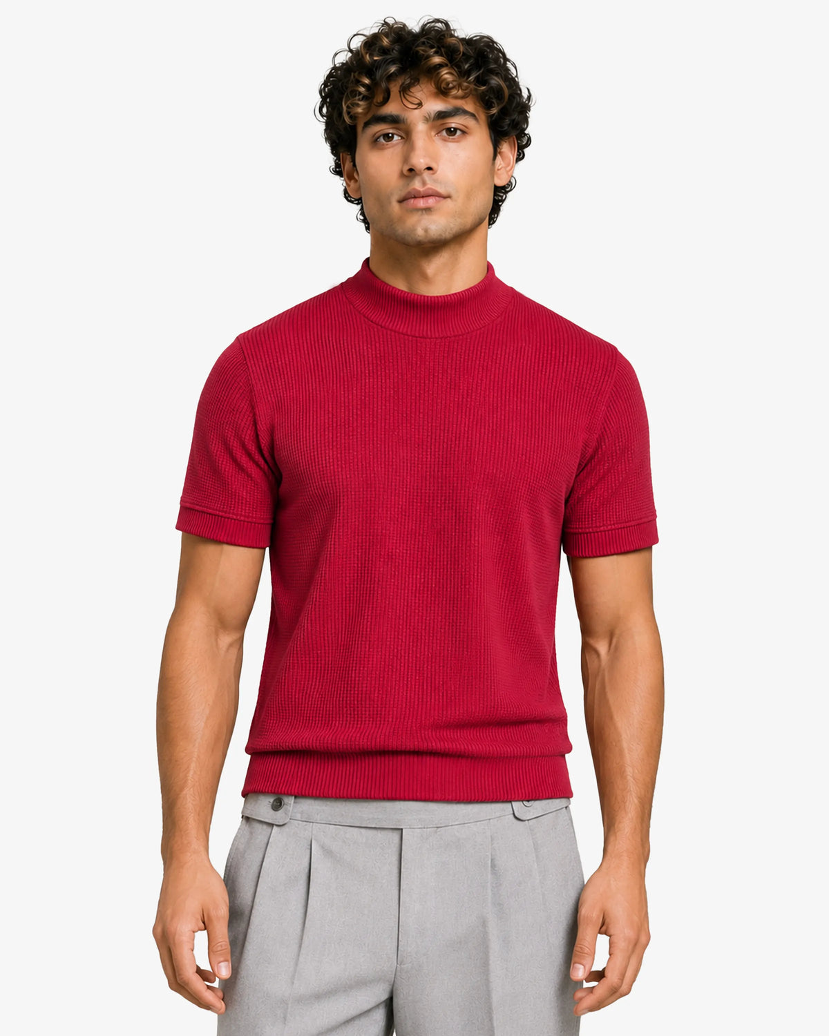 Flex Mock Neck T Shirt Slim Fit Stretch Casual Everyday Wear