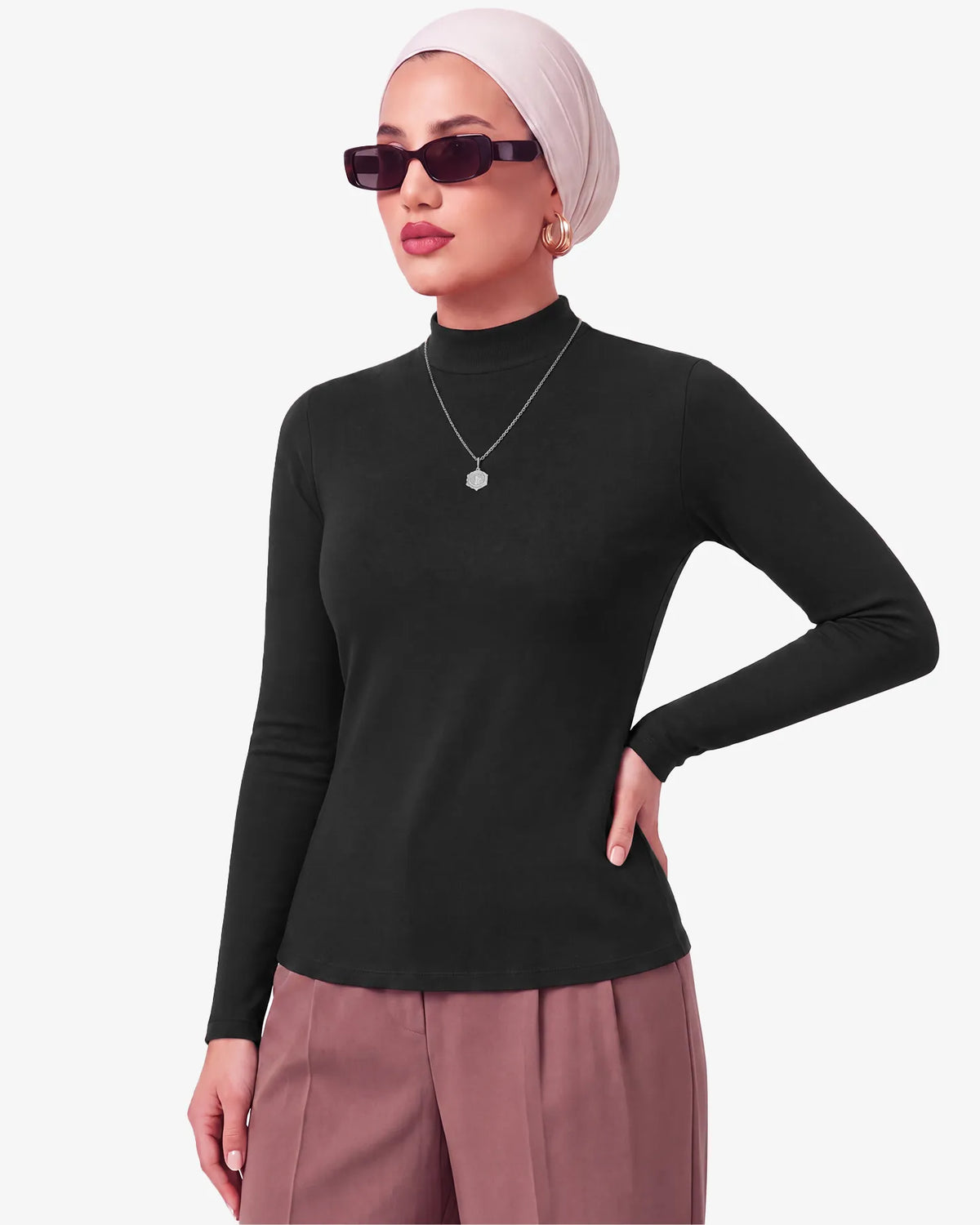 Gree Mock Neck Long Sleeve Top for Women