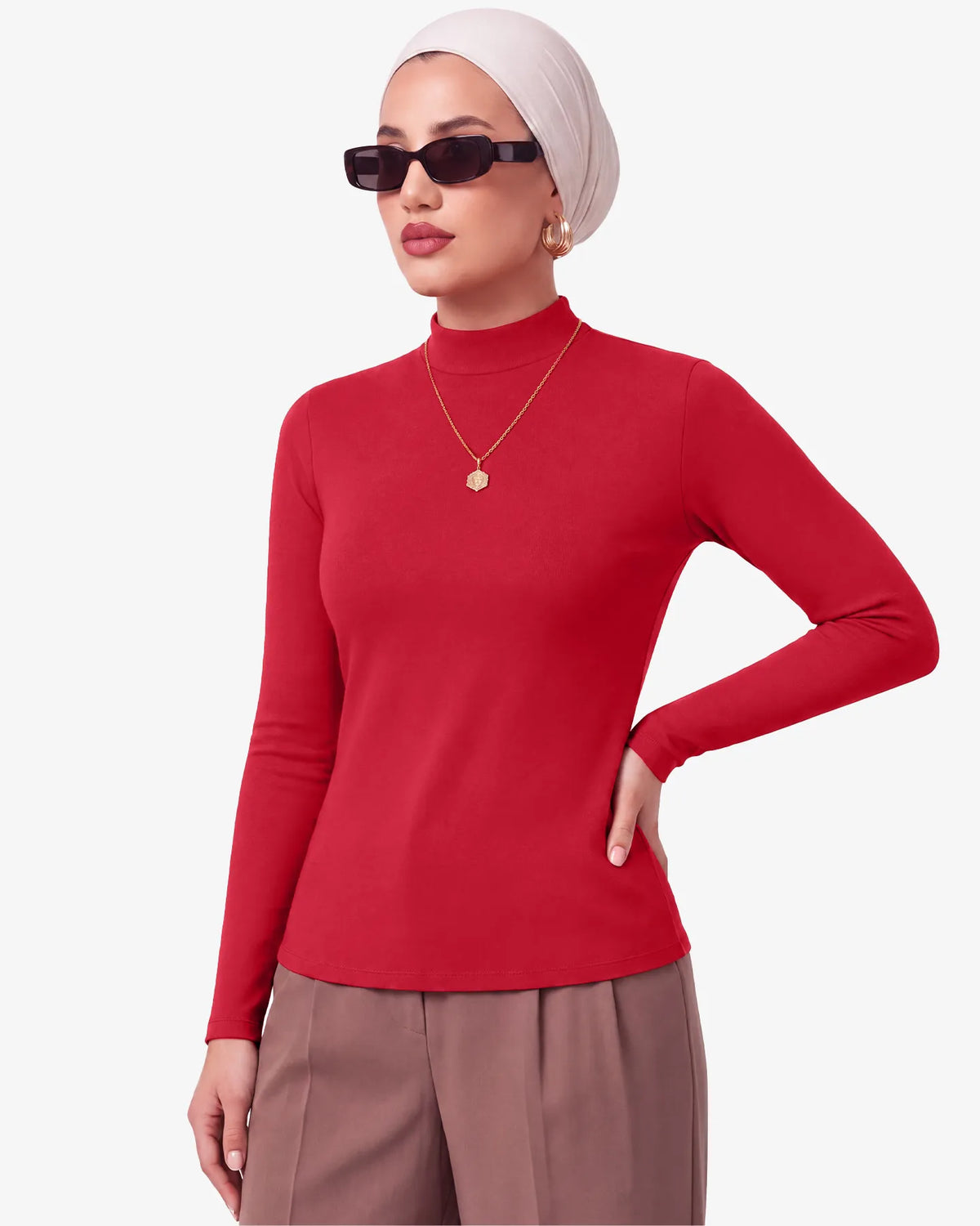 Gree Mock Neck Long Sleeve Top for Women