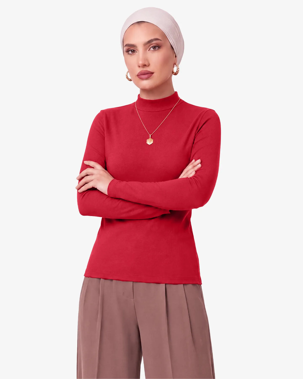 Gree Mock Neck Long Sleeve Top for Women