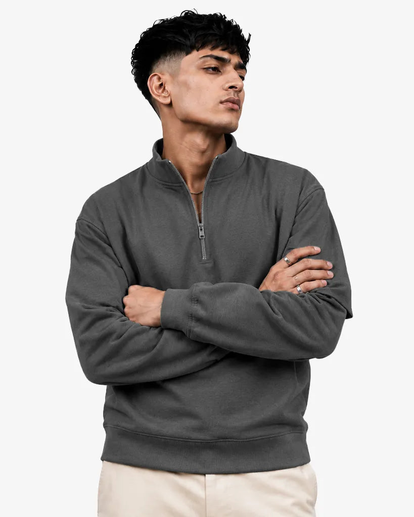 Jackle Men’s Zipper Pullover Sweatshirt Regular Fit Casual Sweater