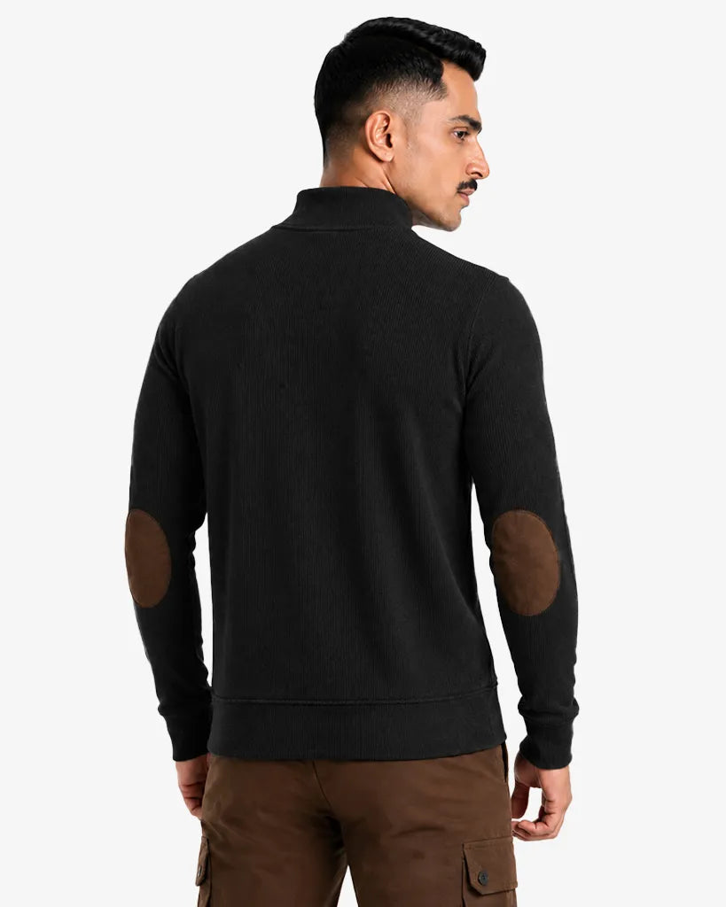 Jasco Men’s Zipper Ribbed Pullover Sweater Regular Fit Casual Sweatshirt