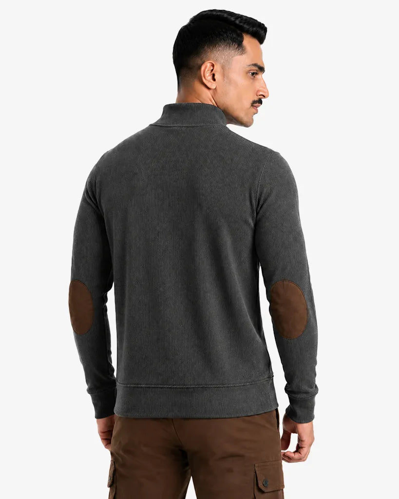 Jasco Men’s Zipper Ribbed Pullover Sweater Regular Fit Casual Sweatshirt