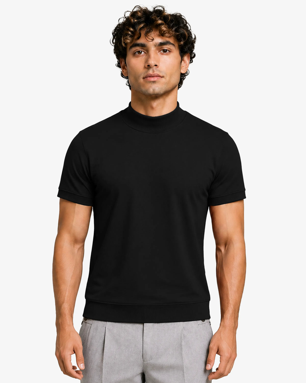 Melan Mock Neck Sweatshirt for Men Slim Fit Casual Wear