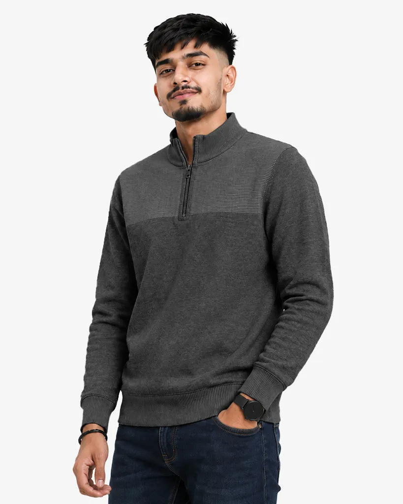 Novile Men's Quarter Zip Pullover Sweatshirt - Regular Fit Casual Sweater