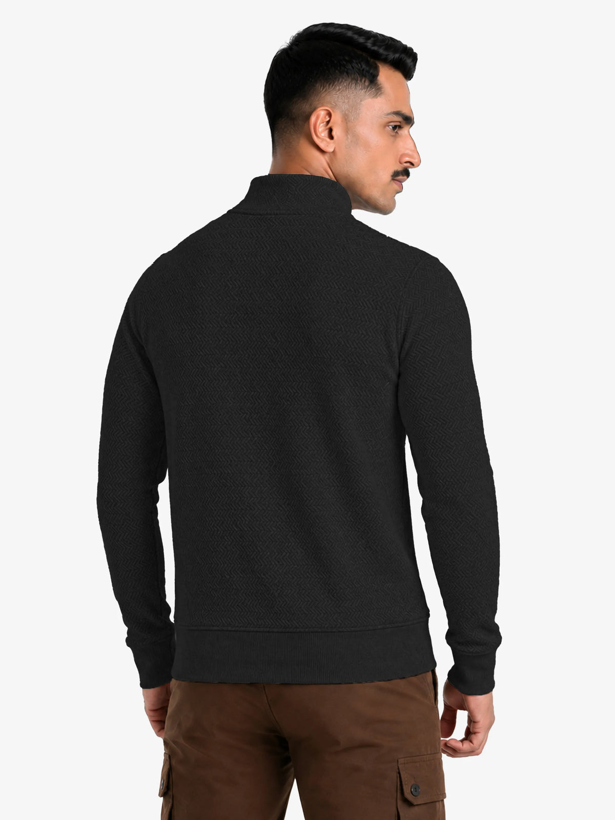Quard Men’s Textured Zipper Pullover Sweater Regular Fit Casual Sweatshirt