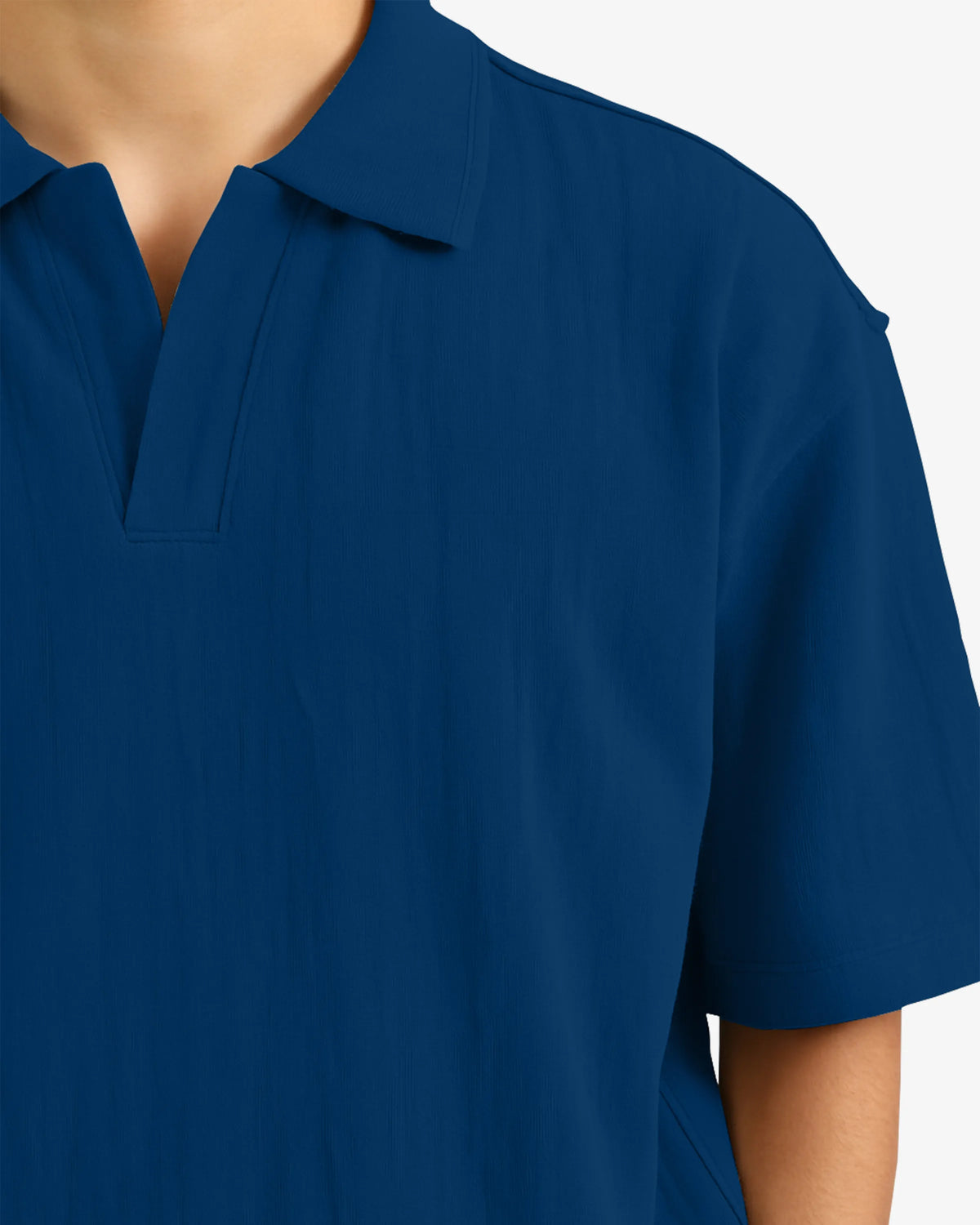 Blue polo shirt on a white background