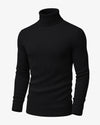Black turtleneck sweater on a white background