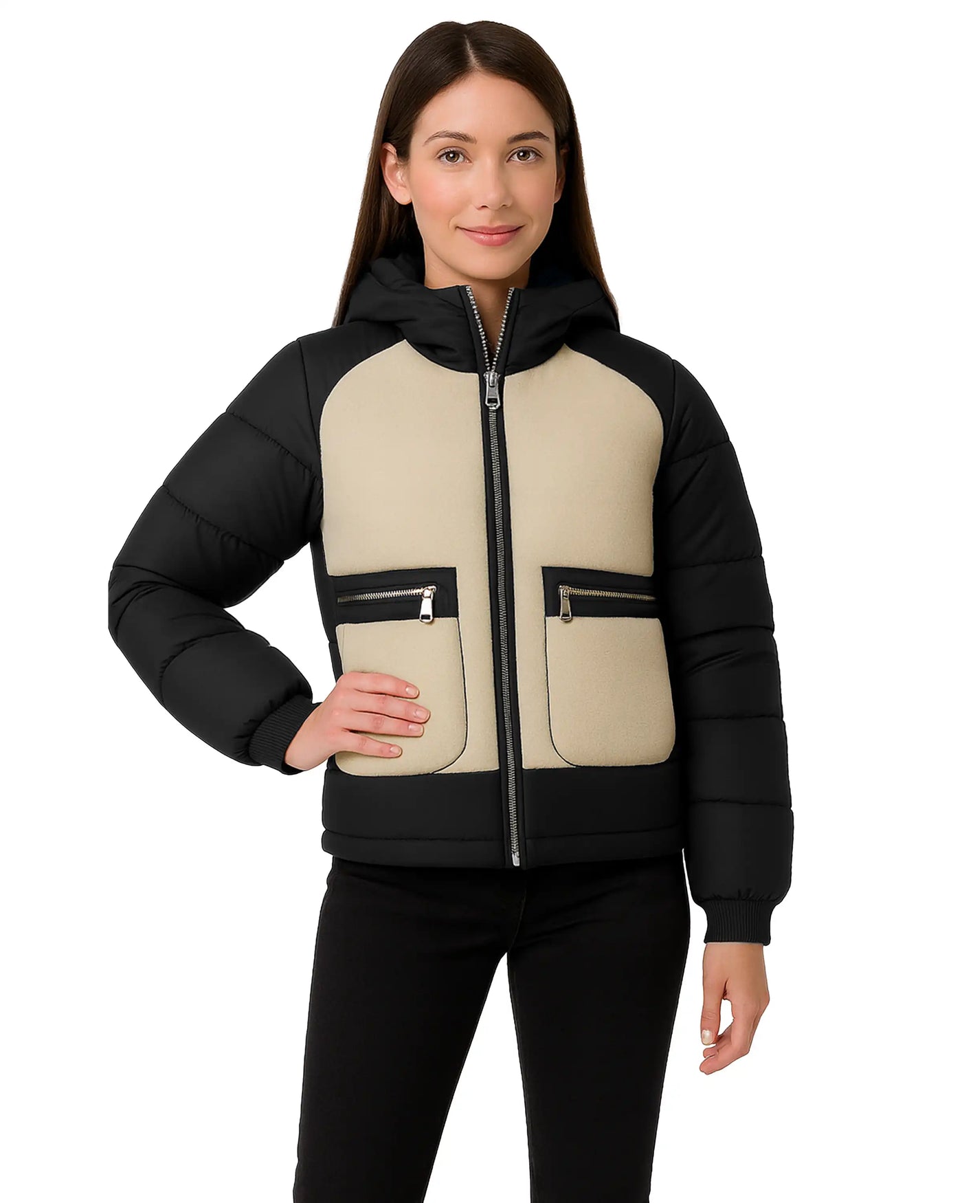 Sherpa Sherpa Panel Puffer Coat