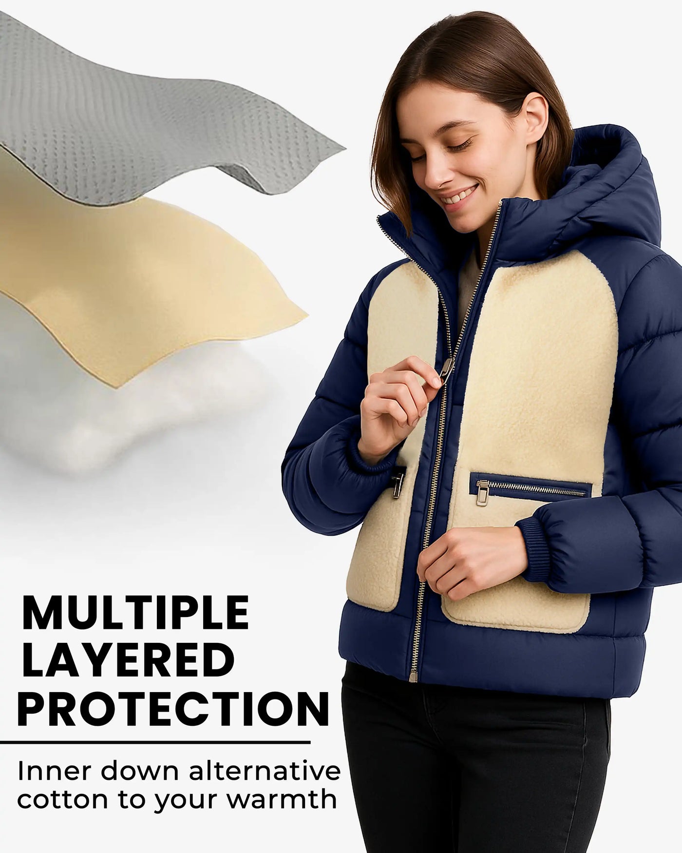 Sherpa Sherpa Panel Puffer Coat