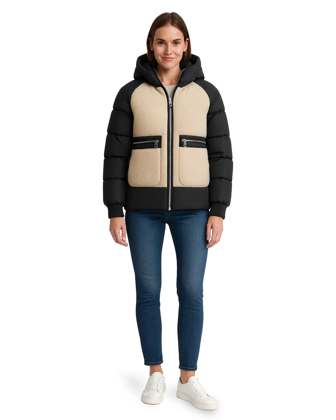 Sherpa Sherpa Panel Puffer Coat