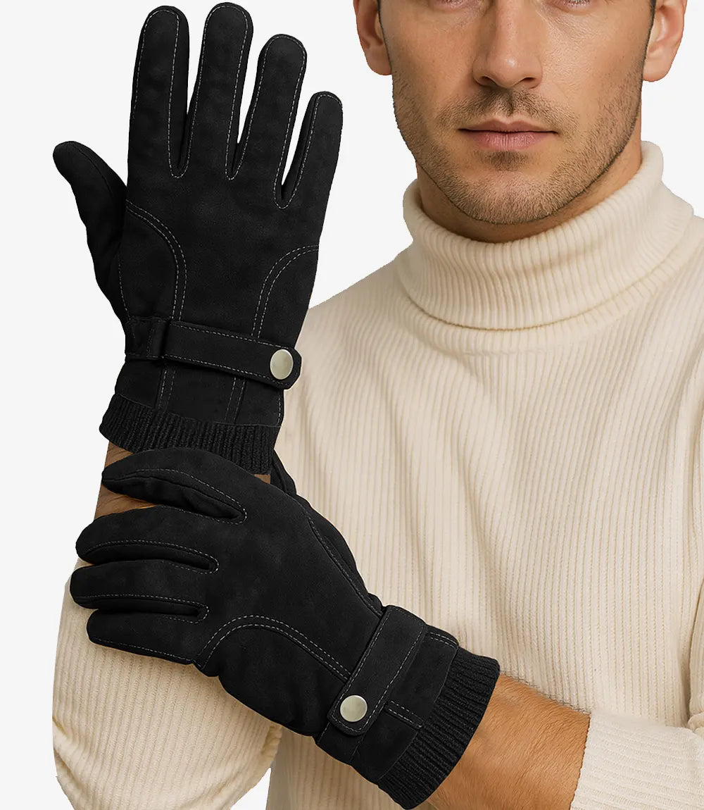 Allens Stylish Black Leather Gloves