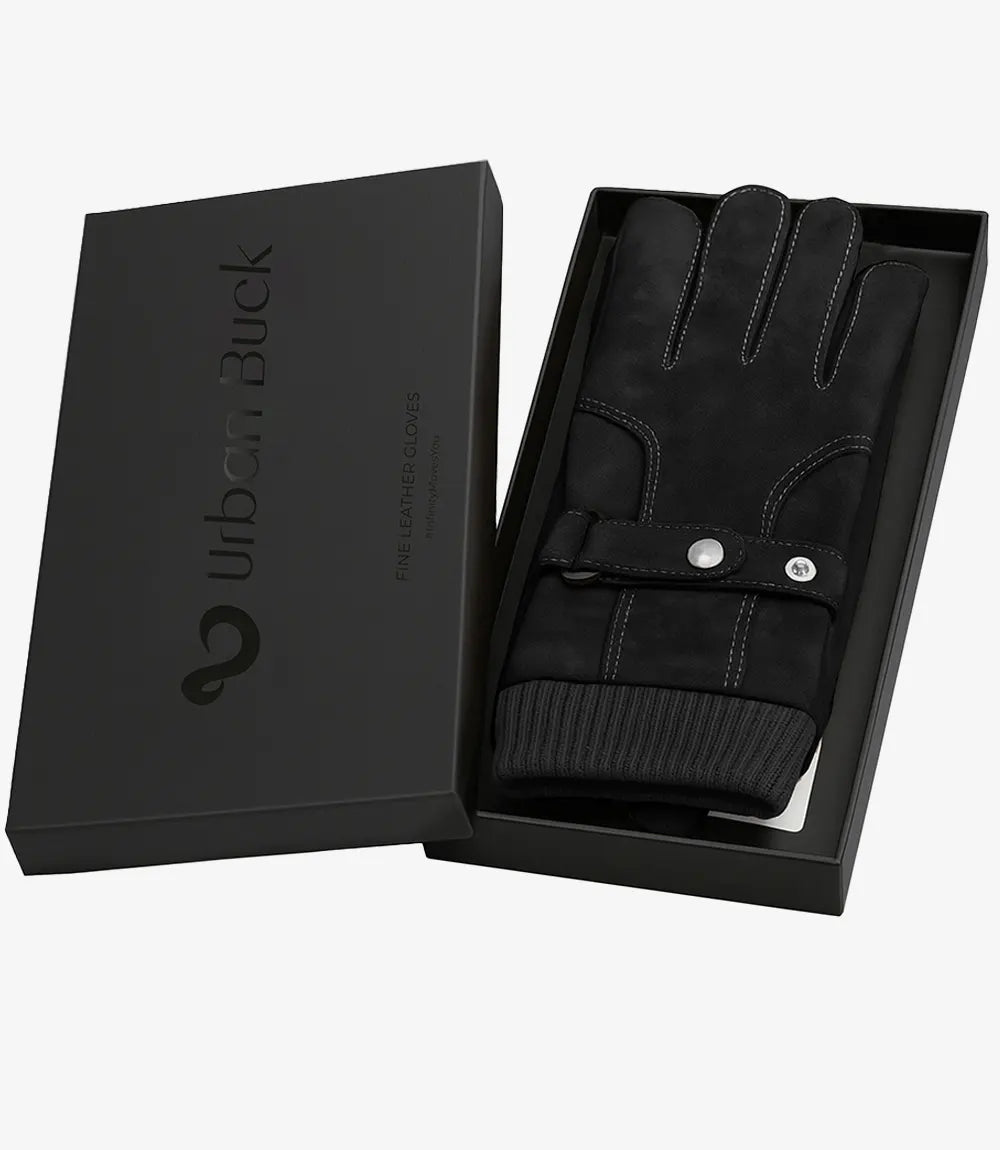 Allens Stylish Black Leather Gloves