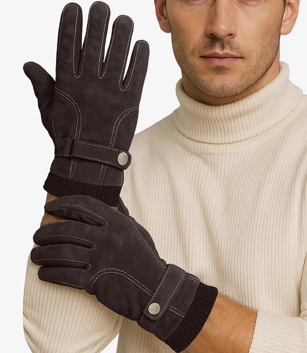 Allens Stylish Black Leather Gloves