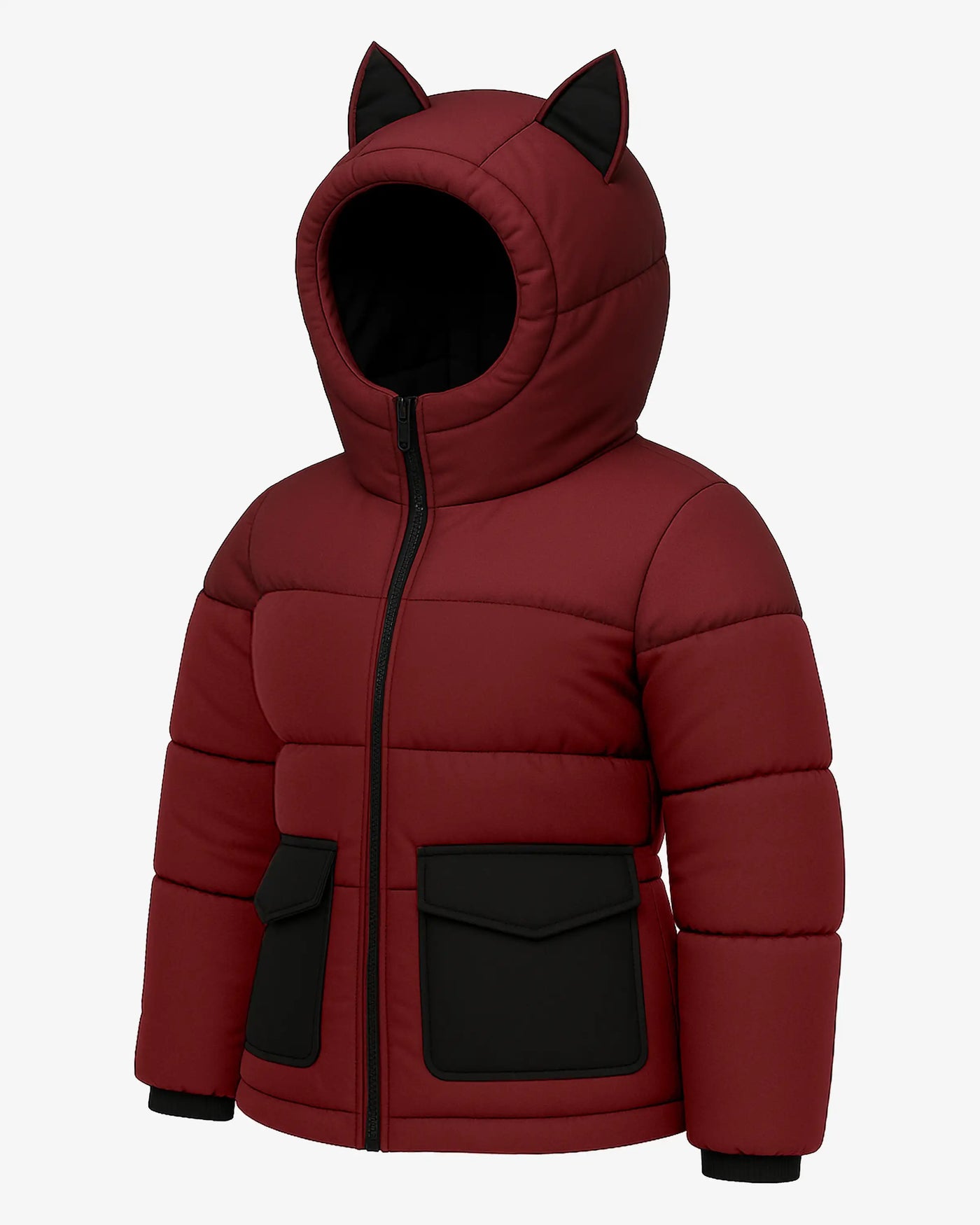 Berry Black Stylish Puffer Jacket For Women