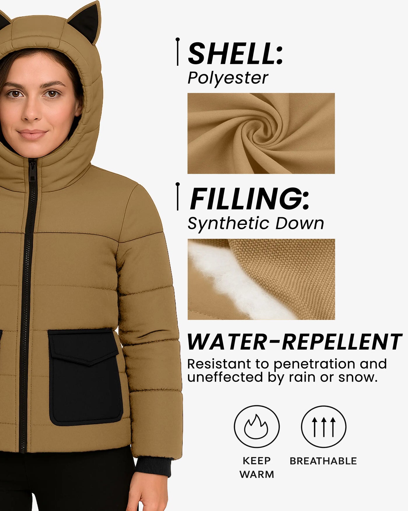 Berry Black Stylish Puffer Jacket For Women
