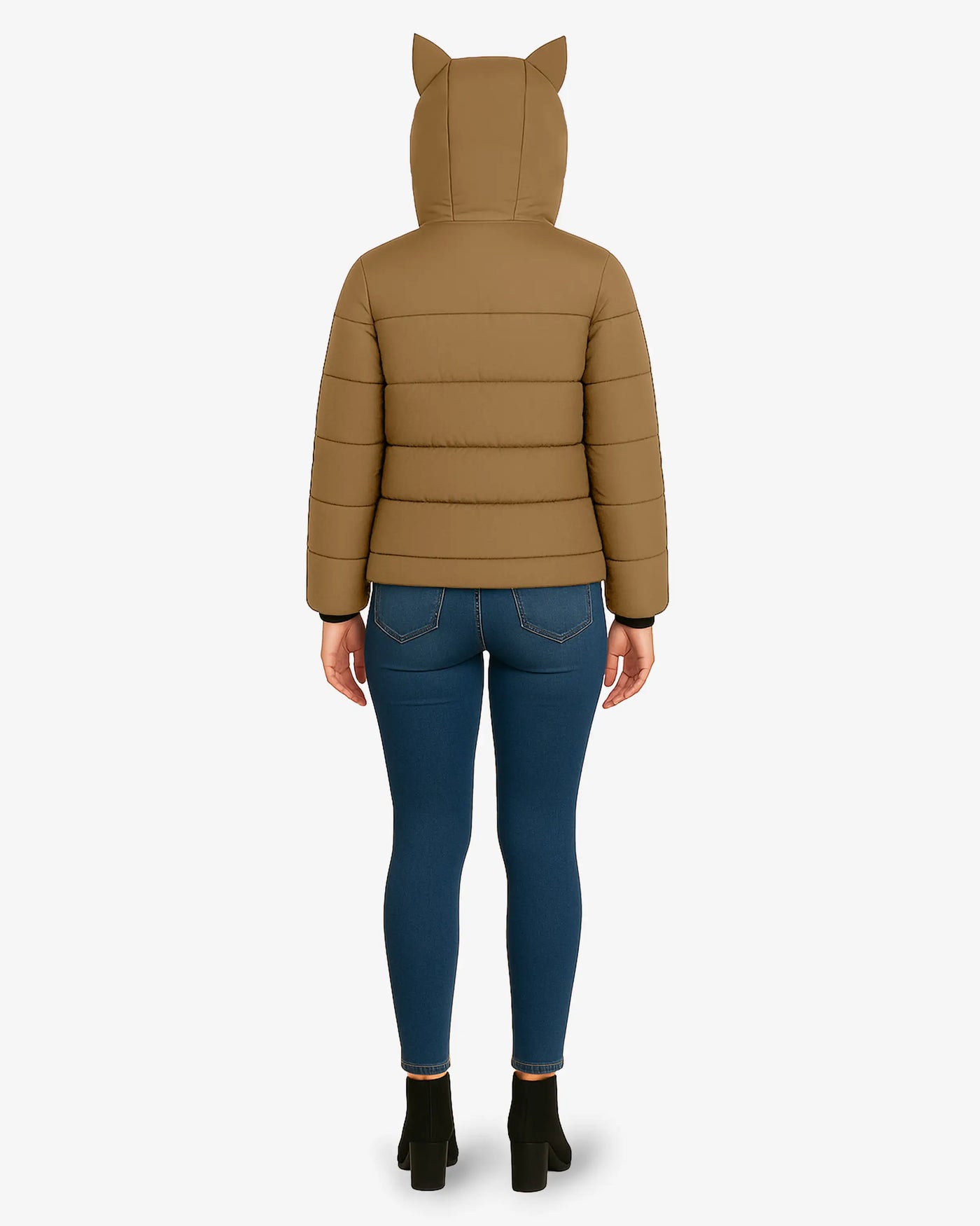 Berry Black Stylish Puffer Jacket For Women