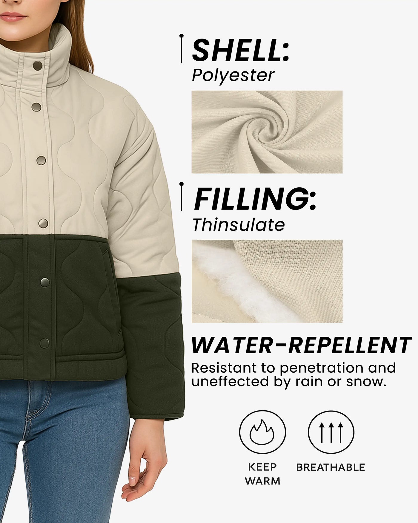 Chic Wave Two Tone Quilted Jacket