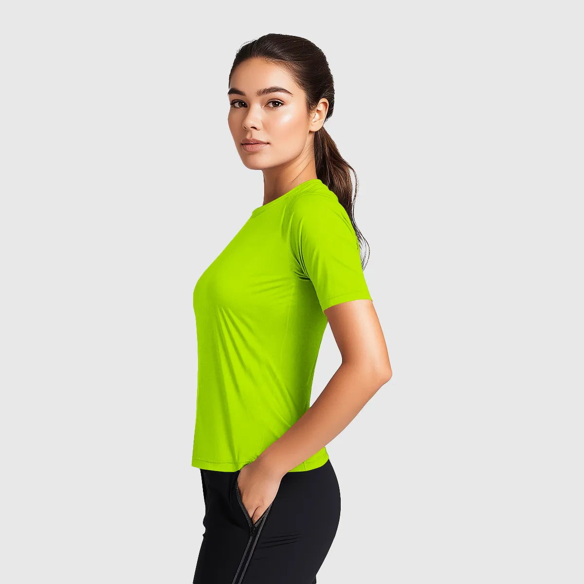 Chloe Women's Half Sleeve Shirt–Neon Green