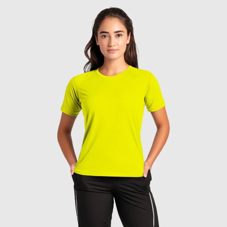 Chloe Women's Half Sleeve Shirt–Neon Green