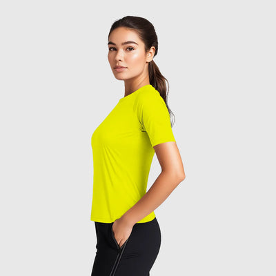 Chloe Women's Half Sleeve Shirt–Neon Green