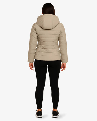 Crimson Zip Up Hooded Puffer Coat