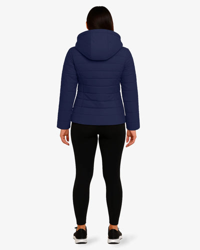 Crimson Zip Up Hooded Puffer Coat