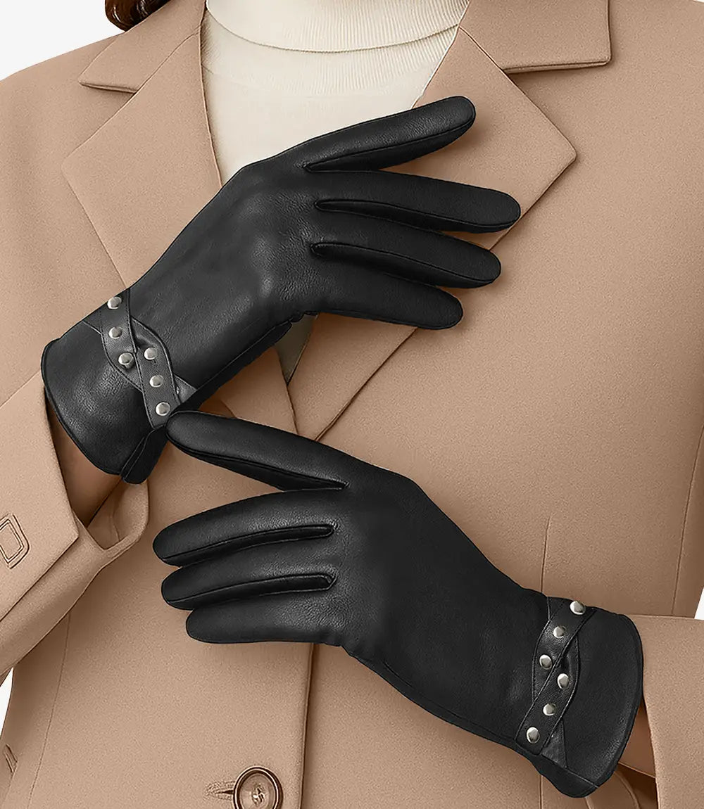 Esphine Women’s Winter Leather Gloves