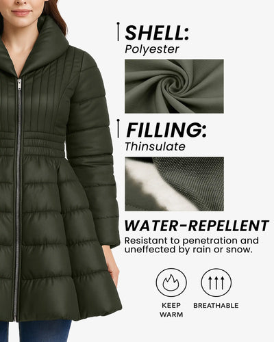 Flare Belted Puffer Coat