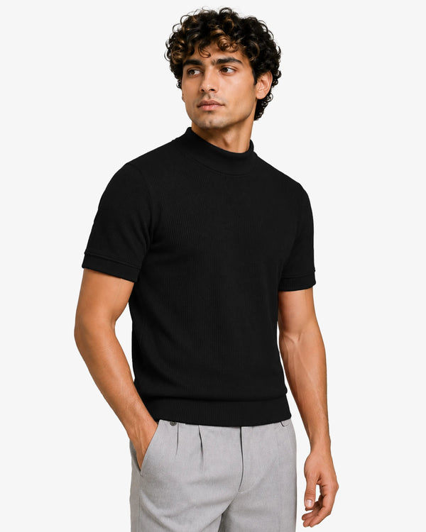 Flex Mock Neck T Shirt Slim Fit Stretch Casual Everyday Wear