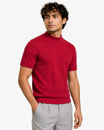 Flex Mock Neck T Shirt Slim Fit Stretch Casual Everyday Wear