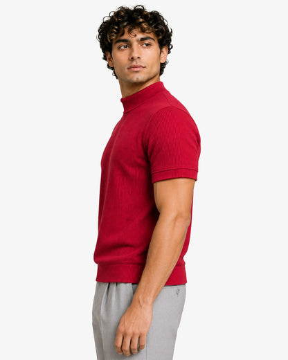 Flex Mock Neck T Shirt Slim Fit Stretch Casual Everyday Wear