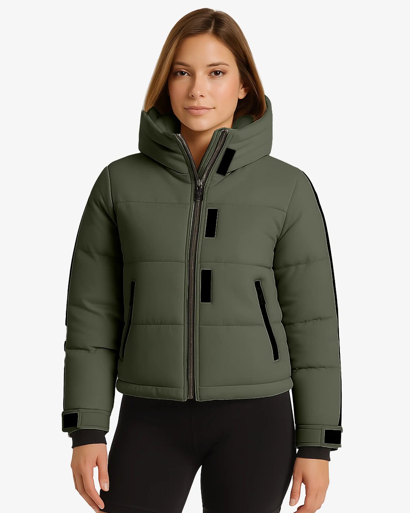 FrostFlex Cropped Hooded Puffer Jacket