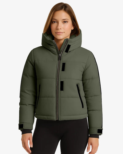 FrostFlex Cropped Hooded Puffer Jacket