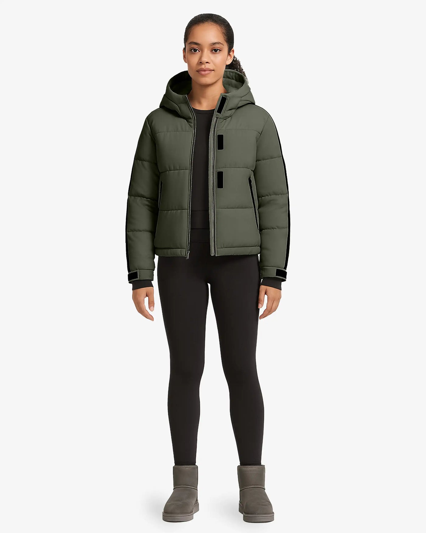 FrostFlex Cropped Hooded Puffer Jacket