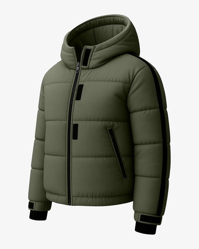 FrostFlex Cropped Hooded Puffer Jacket