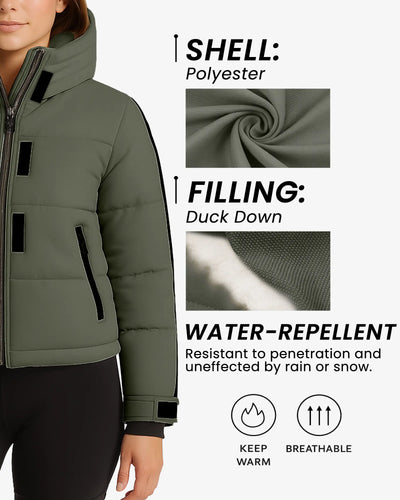 FrostFlex Cropped Hooded Puffer Jacket