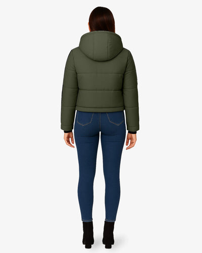 FrostFlex Cropped Hooded Puffer Jacket