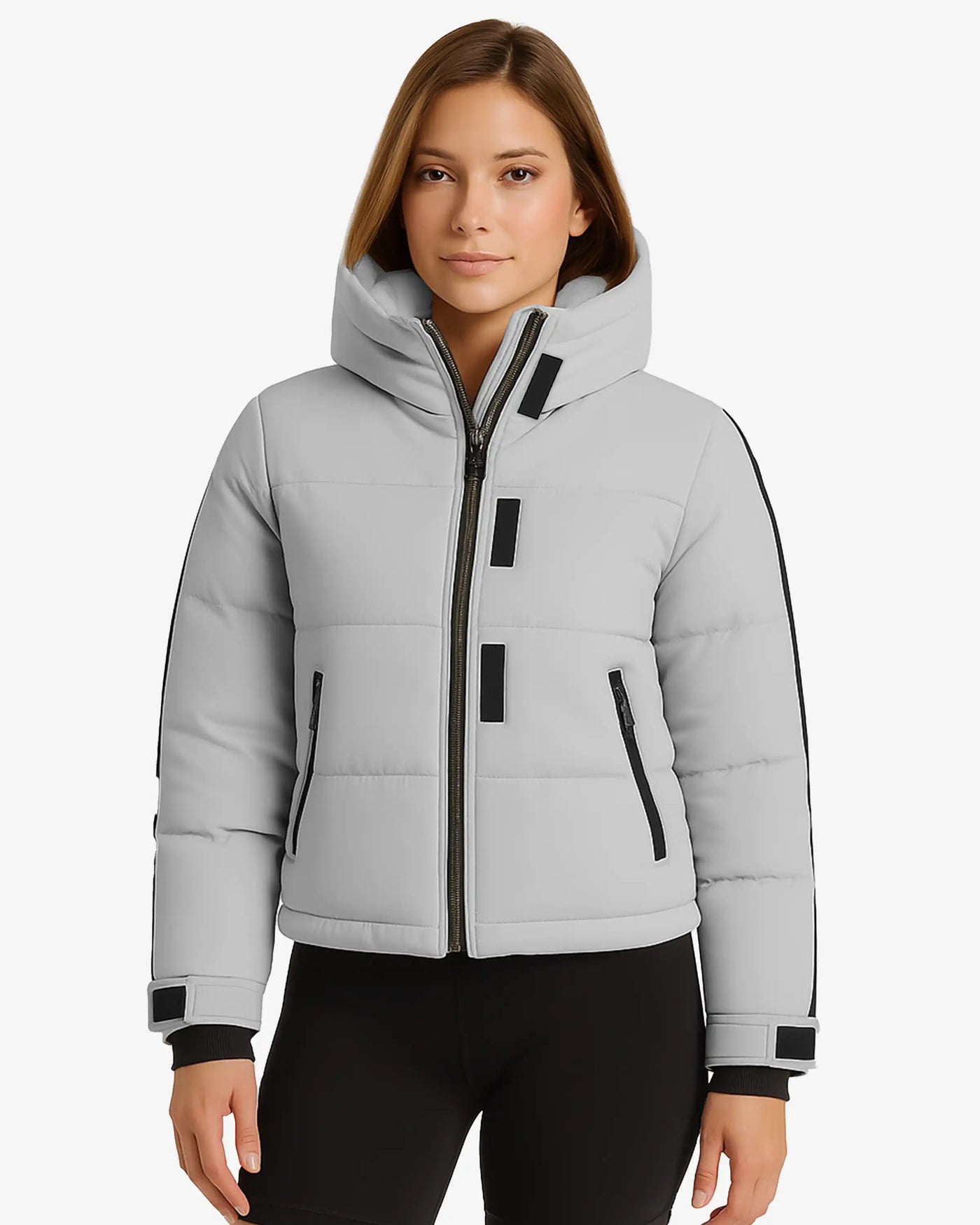 FrostFlex Cropped Hooded Puffer Jacket