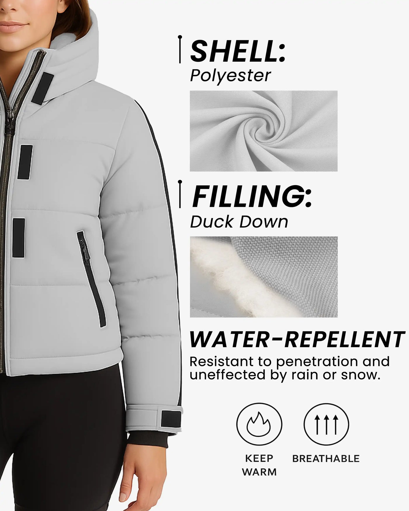 FrostFlex Cropped Hooded Puffer Jacket