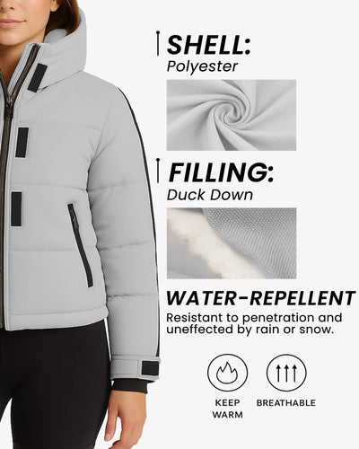 FrostFlex Cropped Hooded Puffer Jacket