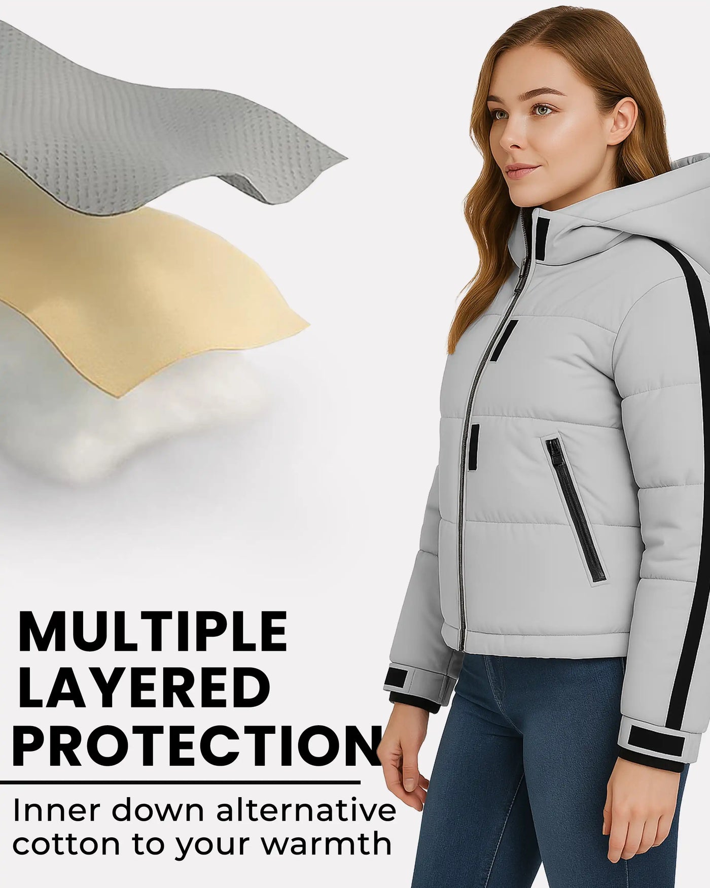 FrostFlex Cropped Hooded Puffer Jacket