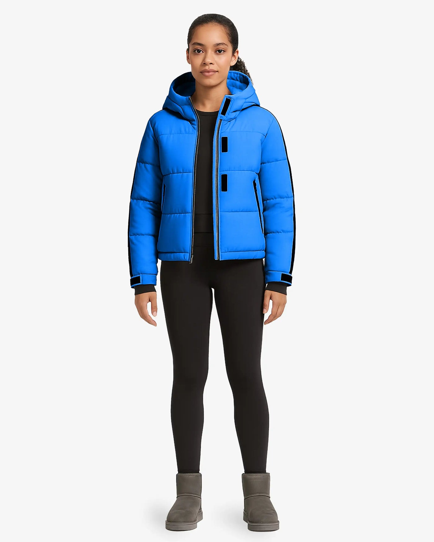 FrostFlex Cropped Hooded Puffer Jacket