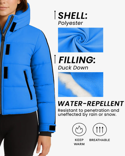 FrostFlex Cropped Hooded Puffer Jacket