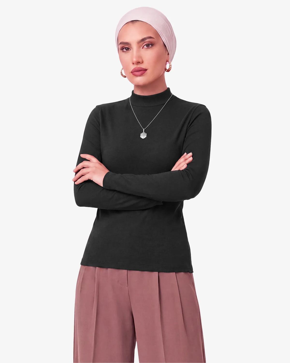 Gree Mock Neck Long Sleeve Top for Women
