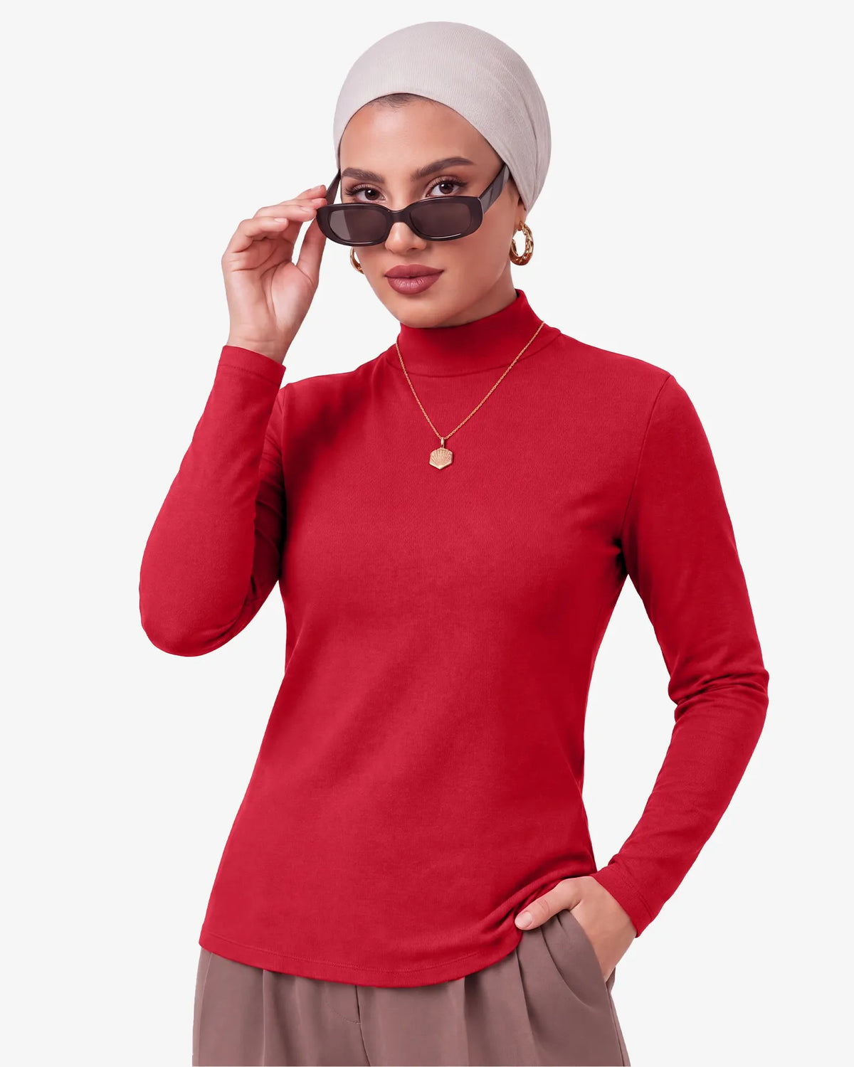 Gree Mock Neck Long Sleeve Top for Women