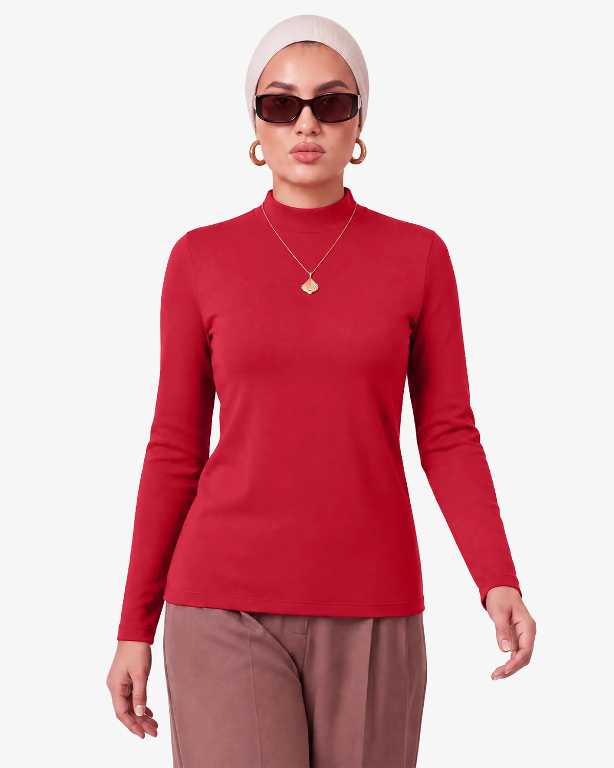 Gree Mock Neck Long Sleeve Top for Women