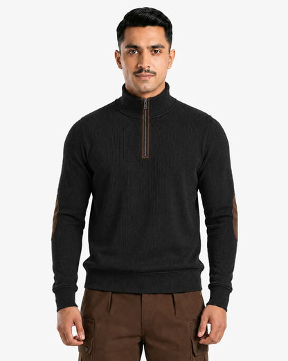 Jasco Men’s Zipper Ribbed Pullover Sweater  Regular Fit Casual Sweatshirt