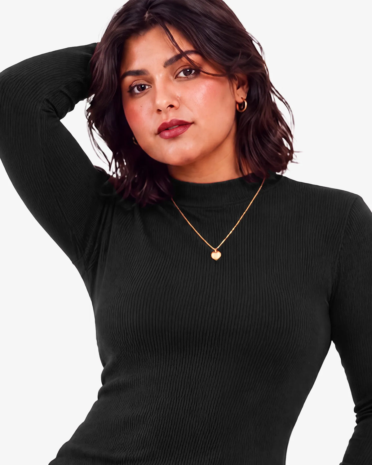 Jenny Mockneck Long Sleeves Ribbed Top for Women