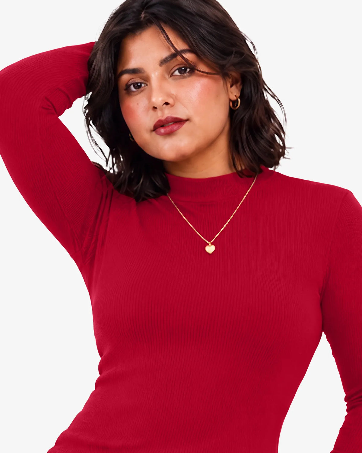 Jenny Mockneck Long Sleeves Ribbed Top for Women